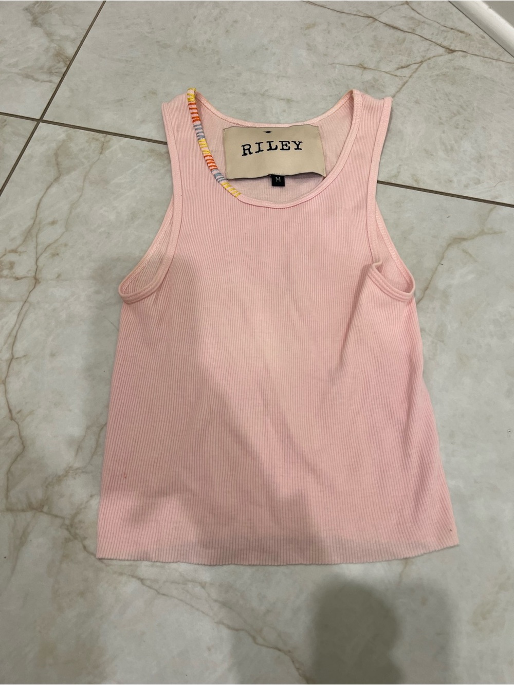 RILEY Pink Ribbed Tank Top Size Medium